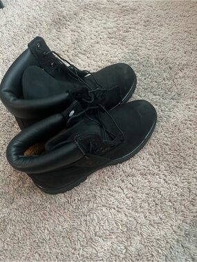 Timberland Black Leather Lace-Up Work Boots
